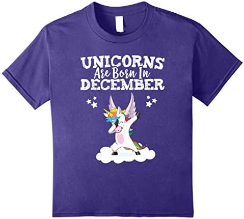 Kids Unicorns Are Born In December T-Shirt Dabbing Hip Hop Pose 12 Purple