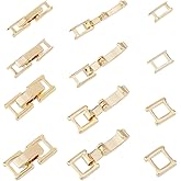 SUPERFINDINGS 16 Sets 4 Styles Real 24K Gold Plated Brass Fold Over Clasps Necklace Bracelet Clasps Foldover Clasp Long-Lasting Plated Jewelry Clasps for Jewelry Making