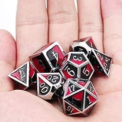 Haxtec DND Metal Dice Set D&D Red and Black Metal