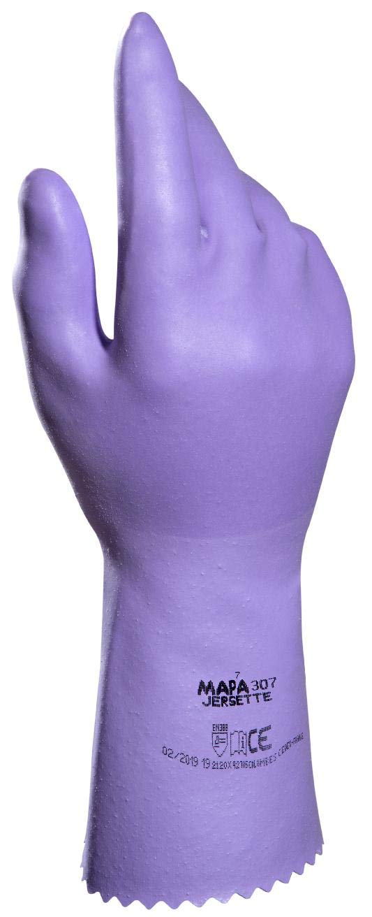 MAPA Professional JERSETTE 307, Latex Cleaning and Maintenance Gloves, Liquid proof