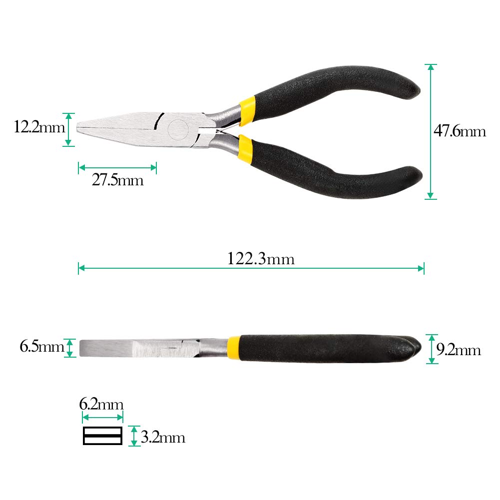 SPEEDWOX Duck Bill Fine Pliers Flat Nose Pliers for Jewelry Making Long Reach 5 Inches Mini Precision Smooth Flat Jaws Non-Slip Damping Handles Small Pliers Jewelry Repair Crafts Tools