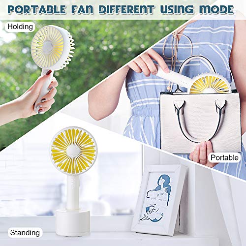 GUSGU Mini Handheld Fan, Portable Personal Fan with Removable Aroma Diffuser 120°Rotate Automatically Rechargeable Battery Operated Mini Fan for Travel/Workout/Offices/Sleep(5 Speed Adjustable) - Thumbnail 3