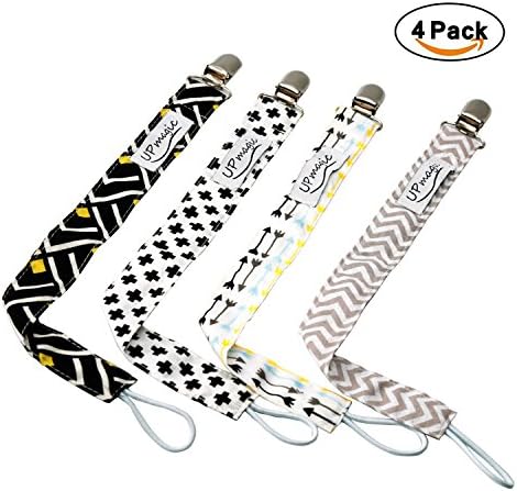 Premium 4 Pack Pacifier Clips for Girls &amp; Boys, Unisex Baby Pacifier Holder Teething Ring Holder with Personalized Stylish Designs