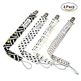 Premium 4 Pack Pacifier Clips for Girls & Boys, Unisex Baby Pacifier Holder Teething Ring Holder with Personalized Stylish Designs