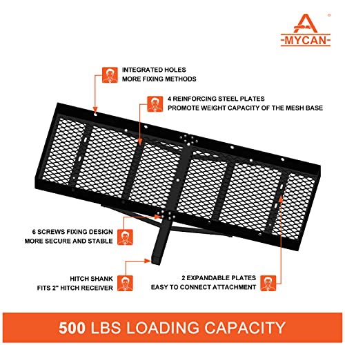 MYCAN Hitch Mount Cargo Carrier 2" Shank 500lbs Capacity 60x20 Luggage