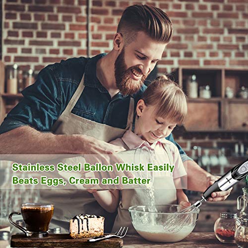 Immersion Hand Blender, 4-in-1 Multifunctional Handheld Blender with Ballon Whisk,20oz Chopper Bowl and BPA-Free Beaker for Baby Food,Smoothies,Sauces,Soup [FDA/ETL Approved]-2 Years Warranty - Thumbnail 5