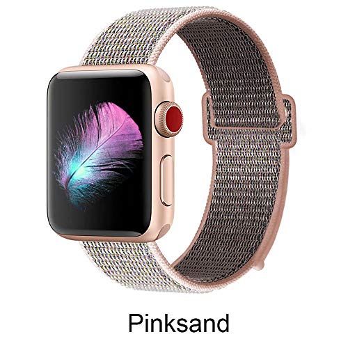 HILIMNY Compatible for Apple Watch Band 44mm, New Nylon Sport Loop, Adjustable Closure Wrist Strap, Replacement Band Compatible for iwatch Series 3 2 1(44mm, Pack 4 C)