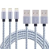 CBoner iPhone Cable,3Pack 6FT Nylon Braided Cord Lightning Cable Certified to USB Charging Charger for iPad,iPod Nano 7,iPhone 7/7 Plus,6/6 Plus/6S/6S Plus,SE/5S/5, (Gray White,6FT)