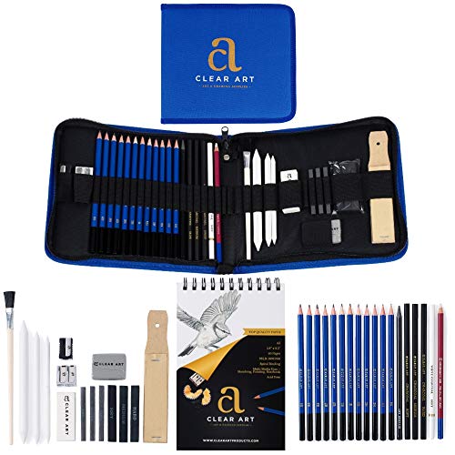 Drawing Kit Drawing Pencils Sketch Pencils 36 Piece Sketch Kit with Case A5 Sketch Pad