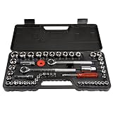Stalwart 75-HT3014 SAE and Metric 1/4, 3/8 and 1/2 Drive Socket Set, 52 Piece