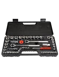 Stalwart 75 ht3014 SAE y Métricas 1 4, 3 8 y 1 2 Drive Socket Set, 52 piezas