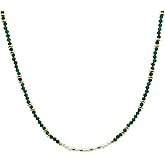 ZANNAH Gemstone Beaded Necklaces for Women, 18K Gold Plated Jewelry, Trendy Choker Necklace with Boho Style, Handmade Gift for Mother, Daughter, Sister, Friends and Everyday Wear