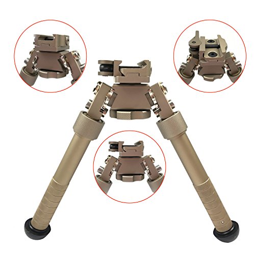 Twod Rifle Bipod CNC QD 6.5 - 9 inch Adjustable Spring Return Bipod with Quick Release Adapter, Rubber Feet