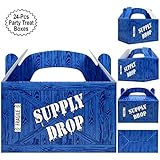 Supply Drop Favor Box | 24 Count Party Treat Boxes | Battle Gamers Goodie Loot Drop Box | Blue Crate Party Supplies Gamer Decorations