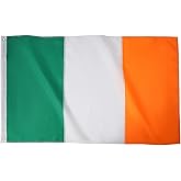 TOPFLAGS Ireland Irish Flag 2x3 Outdoor Heavy Duty 210D Irish St Patrick Flags for Outside Sewn Stripes Country Banner with 2 Brass Grommets Fade-resistant Vivid Color
