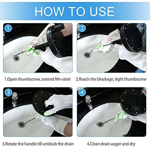 Plumbing Drain Auger 23ft Heavy Duty Steel Drum Auger with Gloves