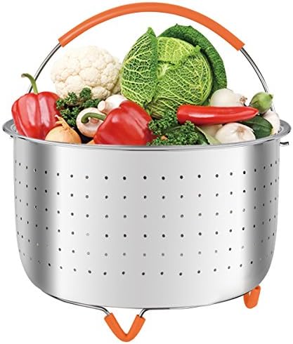 MASHANG Steamer Basket Stainless Steel Compatible for Instant Pot Fits Instapot 6 Quart/8 qt Steamer Insert Veggie Steamer with Silicone Handle and Non-slip Legs for Steaming Vegetables Eggs