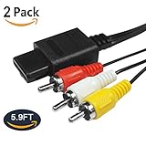 N64 6 Feet AV Cable N64 AV Cable Composite Retro Audio Video Standard Cord for Nintendo 64 TV Game/ SNES/ Gamecube/ GC Set of 2