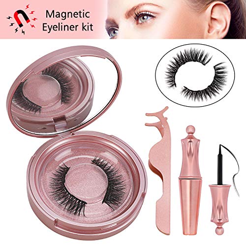 Magnetic Eyelashes, Magnetic Eyeliner Kit, Nivlan 3D Magnetic Eyelashes Magnetic Lashliner for Use with Magnetic False Lashes No Glue Reusable False Eye Lashes with Applicator