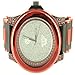 Techno Pave Silicon Band Icy Black Gold Finish Red Dial Lab Diamond Mens Watch