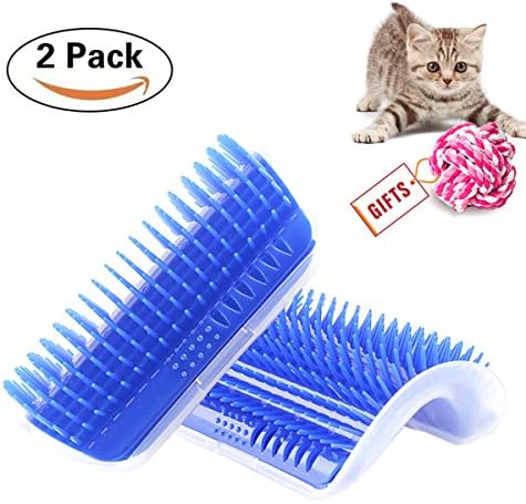 AILYRISS Self Groomer Cat Self Grooming Corner Wall Brush Cat Toy Arch Massage Cleaning Comb 2 PCS with Catnip Pet Toy Ball for Cat Dog by (double)
