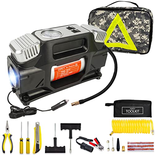 GSPSCN Portable 12V Air Compressor,Heavy Duty Metal Tire Inflator