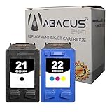 Abacus24-7 Compatible Replacement for HP 21 22 Ink Cartridges for DeskJet 3915 3920 D1520 D1560 D2400 F2210 F335 F380 F4180 OfficeJet 4310 4355 J3640. Black & Color