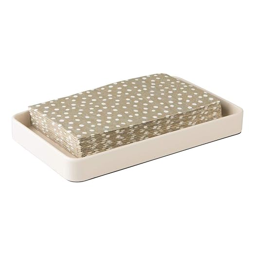 MetroDecor mDesign Guest Towel Holder Tray for Bathroom Matte Vanilla