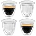 Alpha Coffee Espresso Cups. Demitasse Shot Glasses With Lids. Made From Double Wall Borosilicate. Set Of 4.