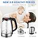 Electric Kettle Glass Tea Kettle, Cordless Water Kettle with Strong Borosilicate Glass, Dual Safety Locker, British Strix for Boil Dry Protection and Auto Shut off Function,1500W, 1.7L, Aicok