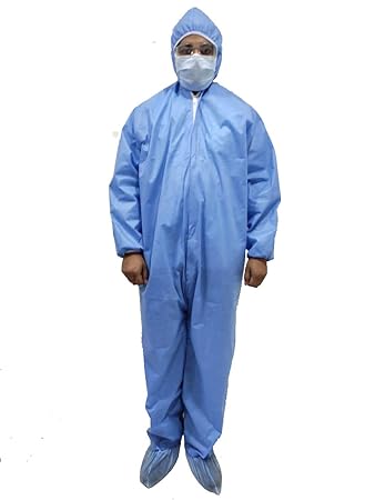 AUDITECH Personal Protective Equipment Kit - 1 Dispsable Full Dress with Shoe Cover, 1 Pair Gloves, 1 Mask 3 Ply, 1 Cap & 1 Google's (Pack of 1)