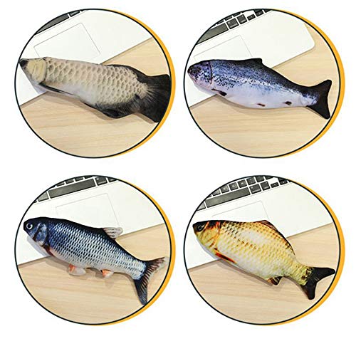 ASVEL Realistic Plush Simulation Electric Doll Fish, Funny Interactive Pets Chew Bite Supplies for Cat/Kitty/Kitten Fish Flop Cat Toy Catnip Toys - Perfect for Biting, Chewing and Kicking (B)
