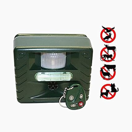 MINS - Ultrasonic Animal Pest Repeller Bird Control Repeller with Motion Detector Sensor, Strobe &