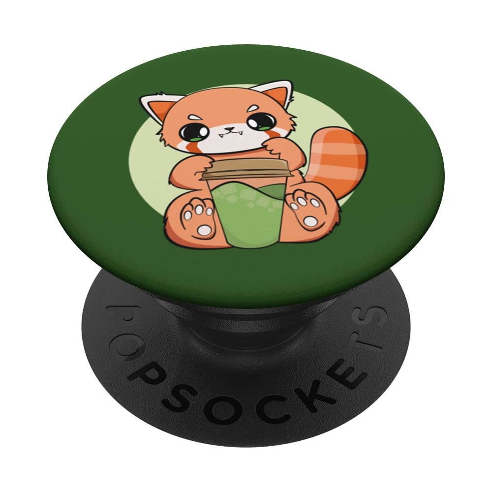 Mochi Drink Red Panda Kawaii Cute Warabi Milk Tea Boba PopSockets Swappable PopGrip