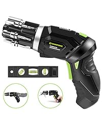 Hawkforce - Juego de destornilladores eléctricos de 3,6 V recargables, mango ajustable de 2 posiciones, luz LED delantera con nivel de burbuja