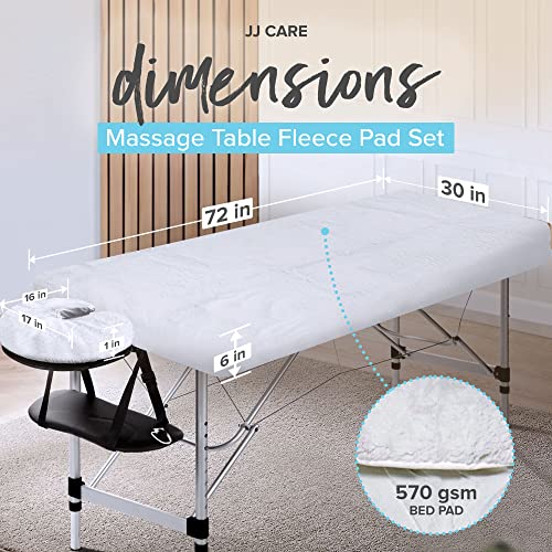 JJ CARE PREMIUM MASSAGE TABLE FLEECE PAD SET – [30″X72″ MASSAGE TABLE WOOL COVER AND 16″X17″ FLEECE MASSAGE FACE COVER], 570GSM PADDED MASSAGE TABLE COVER, FLEECE MASSAGE TABLE COVER, FLEECE PAD SET