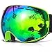 COPOZZ Ski Goggles, G1 OTG Snowboard Snow Goggles for Men Women Youth, Interchangeable Double Layer Anti Fog UV Protection Lens, Polarized Goggles Available (G1-Green Frame Green Lens(VLT 24.7%))