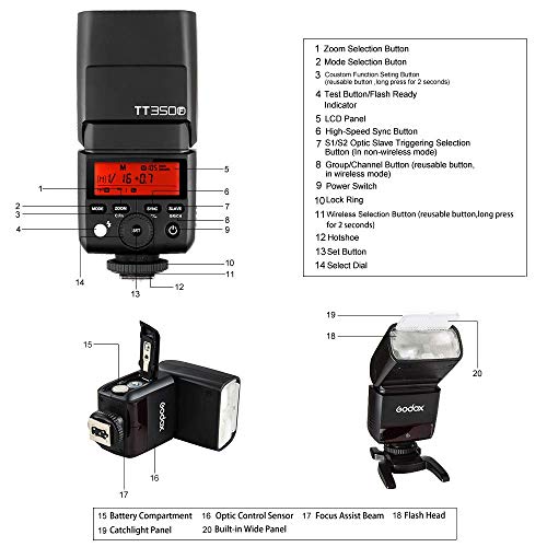 Godox TT350F TTL Flash Speedlite 2.4G HSS Haute Vitesse 1/8000s GN36 Compatible pour Fuji FUJIFILM X-Pro2 X-T20 X-T2 X-T1 X-Pro1 X-T10 X-El X-A3 X100F X100T DSLR etc - Image 6