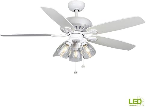 Hampton Bay Rockport 52 In Led Matte White Led Ceiling Fan With