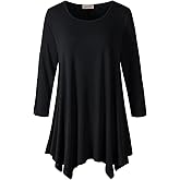 LARACE Plus Size Tops for Women 3/4 Sleeve Shirts Tunic Tops Loose Fit Basic Lady Clothes