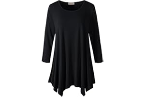 LARACE Women's Tunics Plus Size Tops for Leggings 3/4 Sleeve Shirts Flattering Basic Tee Loose Clothing