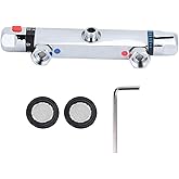Thermostatic Mixing Valve Wall Mount, Modern Chrome Thermostatic Shower Mixer Bar Replacement Valve Outlet Bathroom Accessory