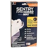 Sentry's FiproGuard MAX Flea, Tick and Lice Treatment for Dogs up to 22 lbs - Over 12 weeks old - 3 Dose/Month Supply