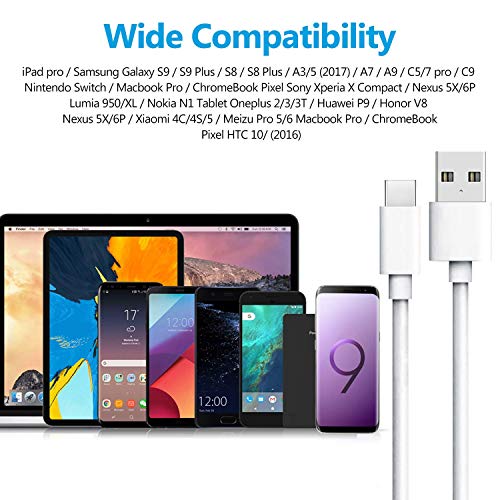 USB Type C Cable, Amoner 4Pack 3FT 6FT 6FT 10FT USB A to USB C Fast Charging Type C Cord for Samsung Galaxy S10/S9/S9+/S8/S8+, Note 9/8, Pixel, Nintendo Switch, New iPad Pro, MacBook Pro and More