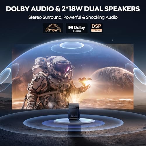 Projector 4K with VIDAA OS【Netflix Included & Live Channels】36W 3D Dolby Audio, 1400 ANSI FHD 1080P, HDR 10 TOPTRO Smart Home Cinema Projector, AI Auto Image, WiFi 6, Bluetooth Projectors for Bedroom