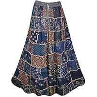 Mogul Interior Womens Patchwork Skirt Vintage Ethnic Patches Printed Boho Summer Long Skirts