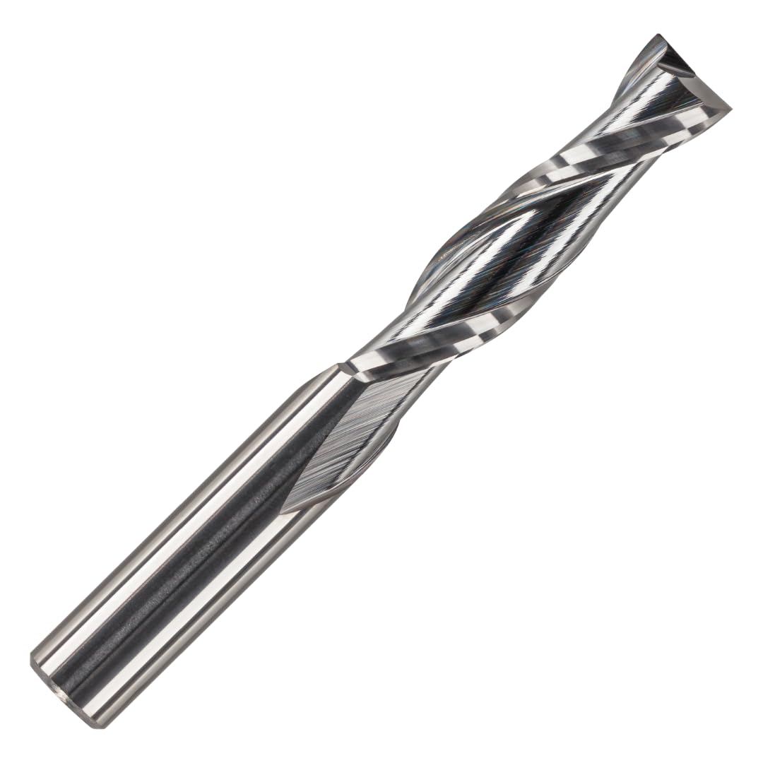 1/4" (6.35mm) x 22mm Flute x 1/4" Shank Solid Carbide Spiral 2 Flute Up Cut Router Bit for Wood, Hard Wood, PVC & Acrylic (1/4" x 22mm Flute) — image 1