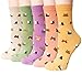 Chalier 5 Pairs Womens Cute Funny Socks Casual Cotton Crew Animal Socks, Style 04, One Size
