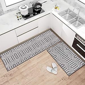 Kitchen Rugs and Mats Washable [2 PCS], Non-Skid Soft Absorbent Kitchen Mats Set for Floor, Comfort Runner Rug Carpets…