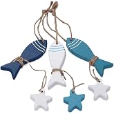 Leadigol 1pcs Random Color Sea Fish Hanging Ornaments,Decor Home Room Gifts Decoration Crafts Pendant Marine Pendant Small Adorn Curtain Pendant Hung Fish Hanging Decor Wooden Starfish Fish Skewer